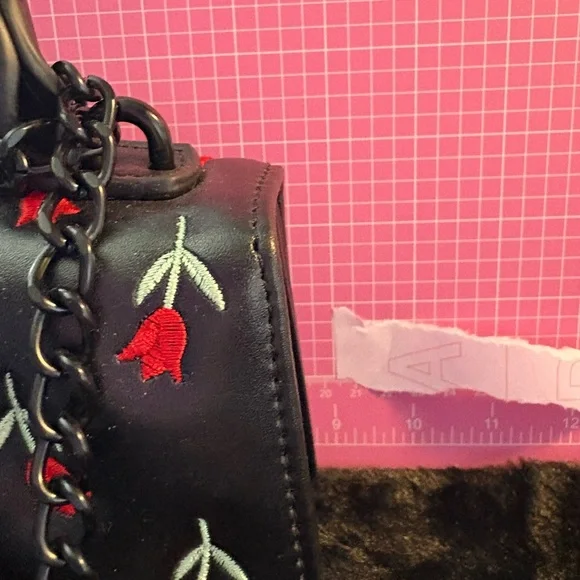 Luv Betsey - Black Satchel with Red Tulip Embroidery - Picture 10 of 12